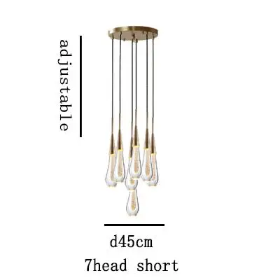 7head short Современная роскошная подвесная люстра в стиле чердак с золотым напылением для кухни, отеля, подвесной светильник в скандинавском стиле для спальни, гостиной - Цвет корпуса: 7head short