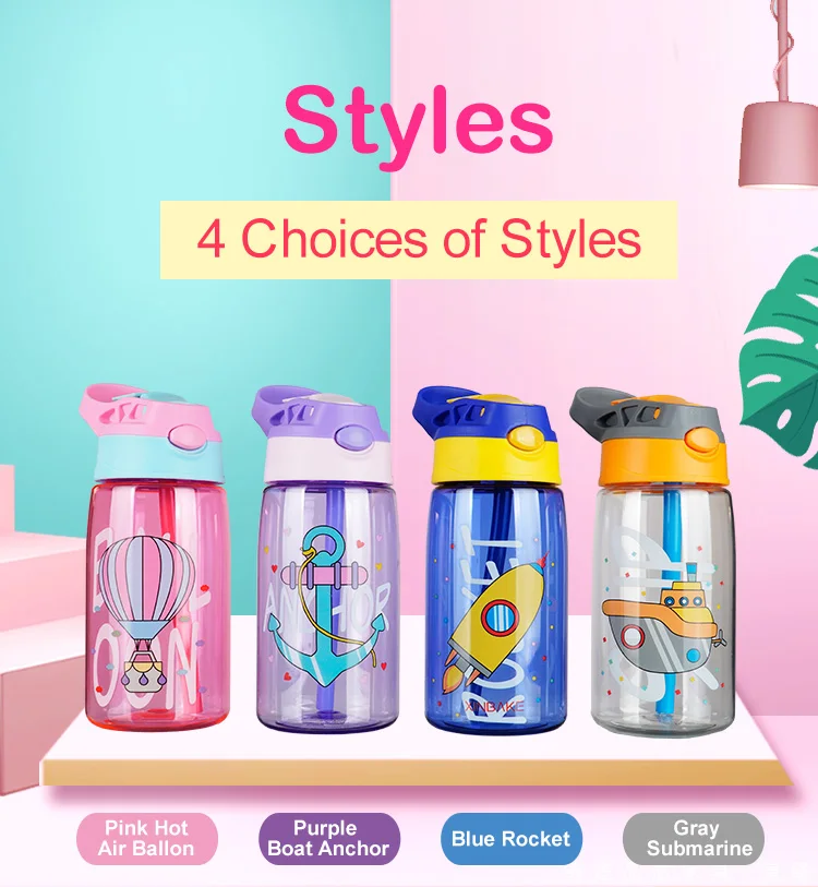 480ML Kids Water Cup Creative Cartoon Baby Feeding Cups With Straws Leakproof Water Bottles Outdoor Portable Childrens Cups