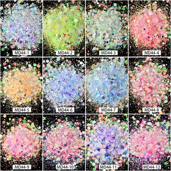 

12Colors Chunky Glitter 50Gram Hexagon Butterfly POLYESTER HOLOGRAPHIC Chunky Holographic Glitter Mix Laser Glitter -MD44C
