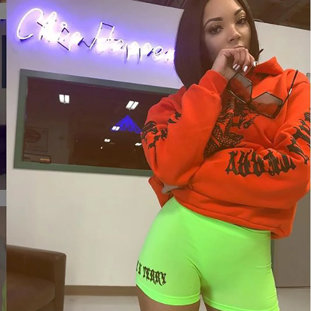 Женская готическая неонная уличная одежда большого размера с принтом дракона