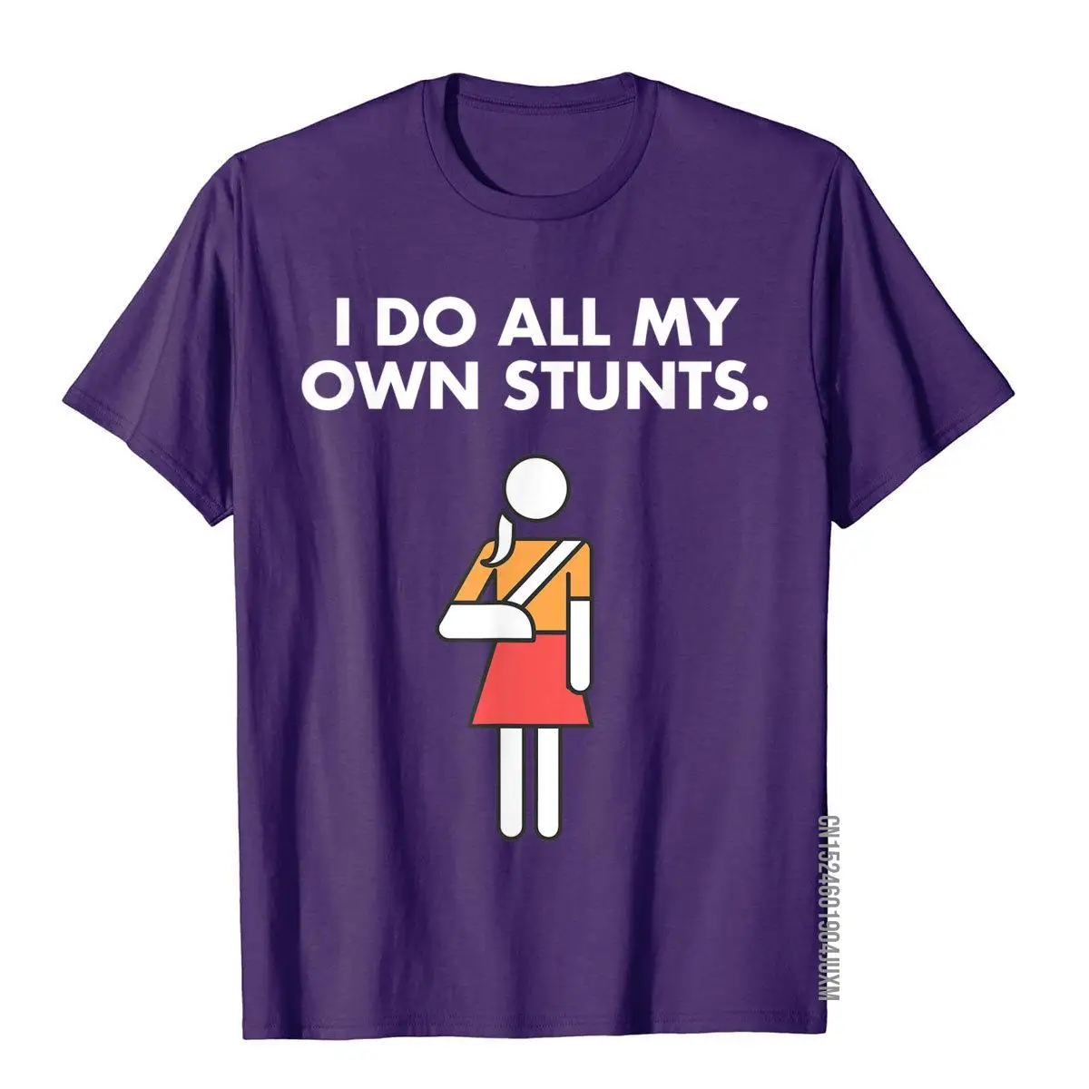 Get Well Funny Injury Arm Broken Arm I do my own stunts T-Shirt__97A3489purple