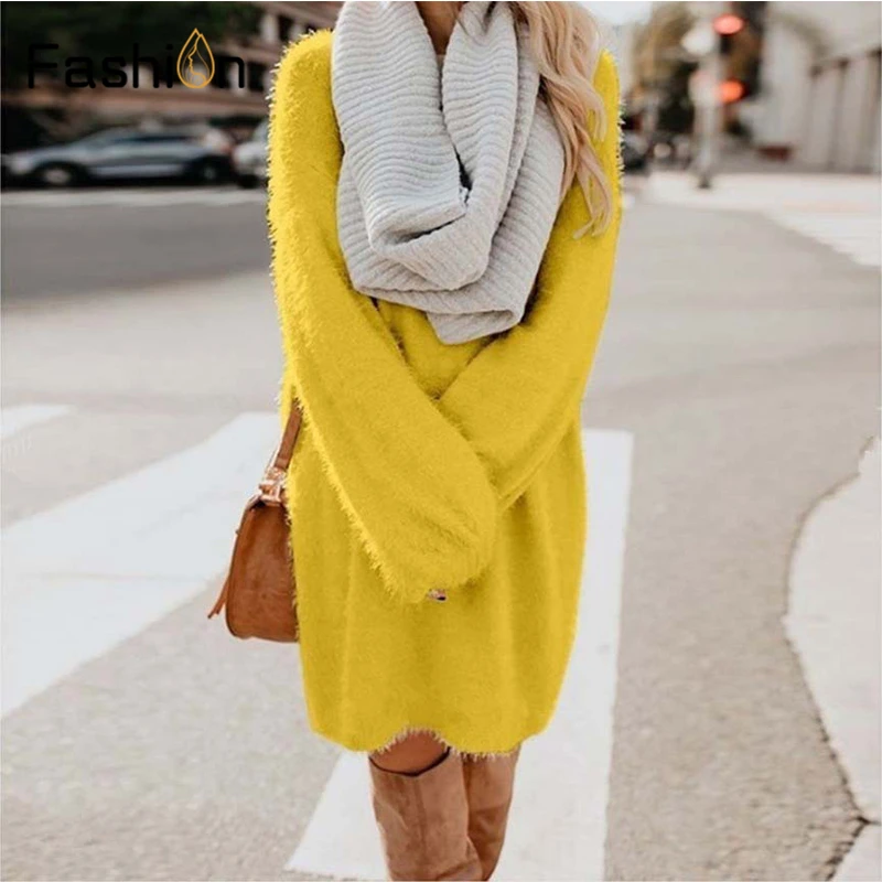 

Women Long Sleeve Solid Dress Loose Evening Party Clubwear Dress Autumn Winter Fashion Women Dresses Casual Black Dress