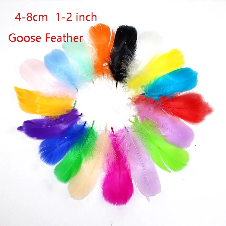 Description Picture 4 of item100pcs Natural Goose Feather 4-8cm Colorful Goose Down Feather Child Gift DIY Handmade Festival Stage Wedding Dress Decoration