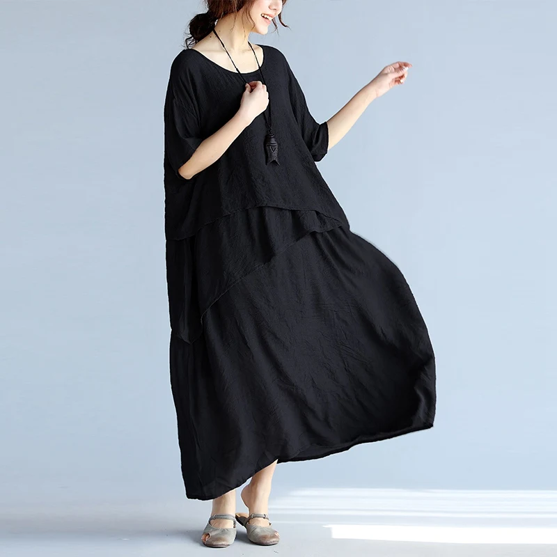 Женское Хлопковое платье туника Boho льняное пляжное большого размера летний