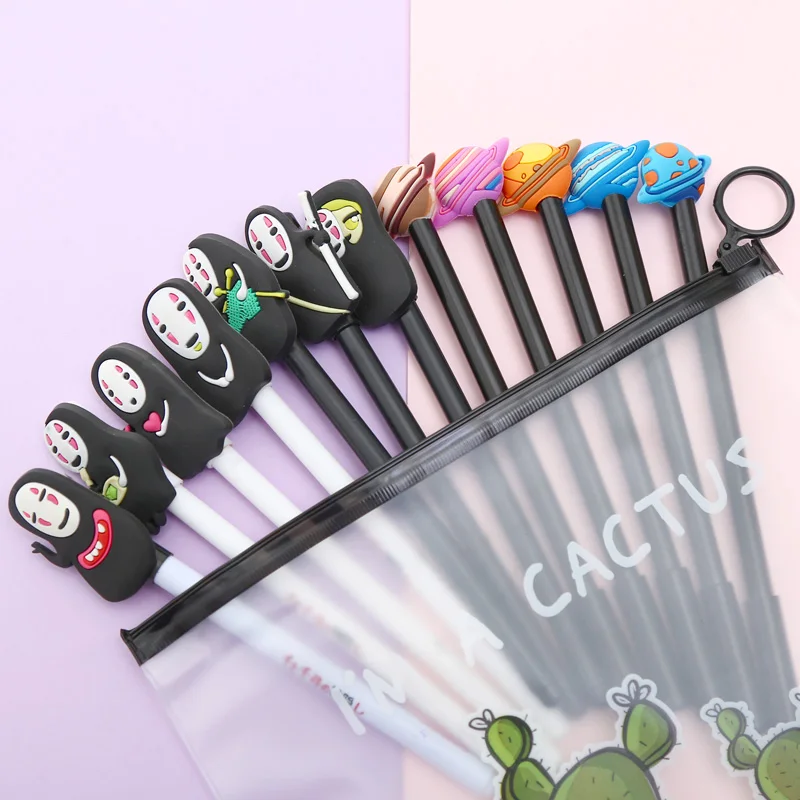 Mixing 12pcs Set Gel Pen Kawaii Cartoon Creative Alpaca Cute Cool School Ink Pens Office Stationary Supply with Pencil Bag - Цвет: 24