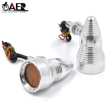 

JAER Chrome Aluminum Motorcycle Turn signal LED light Amber M10 Blinker Flashing Indicator Tail Stop Signal for Honda Yamaha