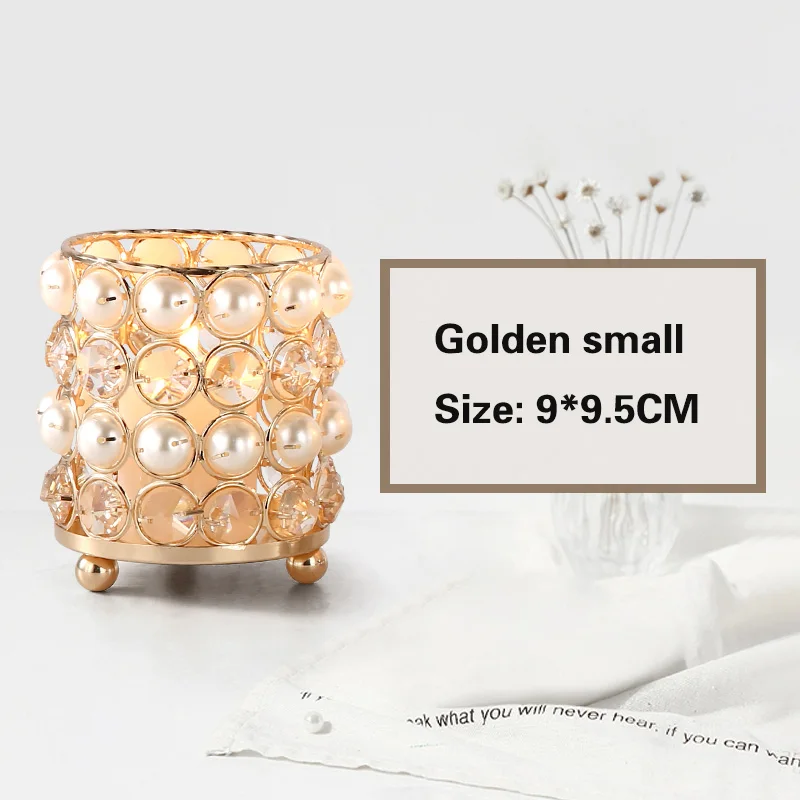 Gold small Скандинавский жемчужный металлический органайзер для ювелирных изделий, коробка для хранения кистей для макияжа, оформление рабочего стола, контейнер для помады - Цвет: Gold small