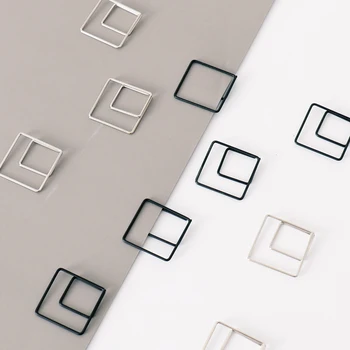 

TUTU 10pcs/lot Geometric Shape sliver black Clip Creative square Styling Hand Decoration Office Accessories Paper Clips H0414