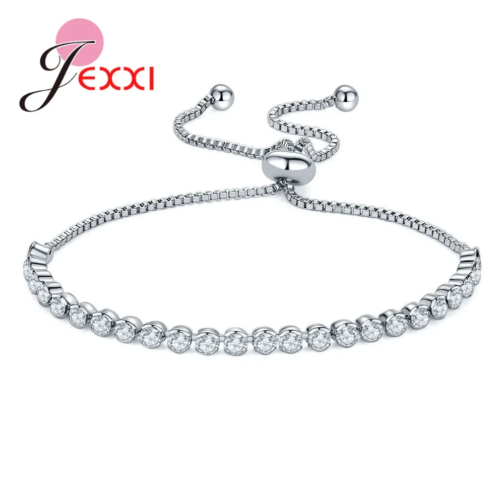 Newest Austrian Crystal Sparkling Bracelets 925 Sterling Silver Hand Accessories Jewelry for Women Girls Birthday Xmas Gifts 6