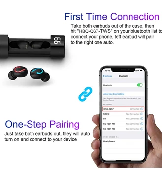

Q67 TWS Wireless Earbuds 3D Stereo Mini Portable Bluetooth V5.0 Earphone With LED Power Display Waterproof Auto Pairing Headset