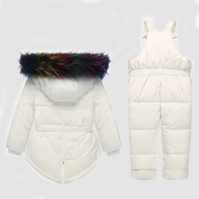 30 градусов, зимние парки для девочек пуховики, пальто Одежда для маленьких мальчиков и девочек детская зимняя одежда с натуральным мехом лыжный костюм комплекты детской одежды