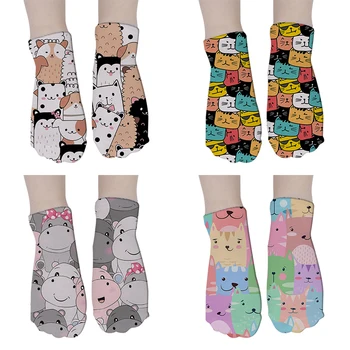

New Cute Dog 3D Printing Socks Women Ankle Socks Animal Art Puppy Hosiery Fashion Cool Funny Cat Short Socks 5ZJQ-DW111