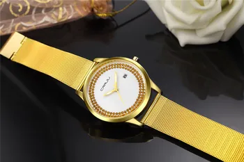 

CRRJU 2102 Super Slim Gold Mesh Stainless Steel Watches Women Top Brand Luxury Casual Woman Wrist Watch Lady Relogio Feminino