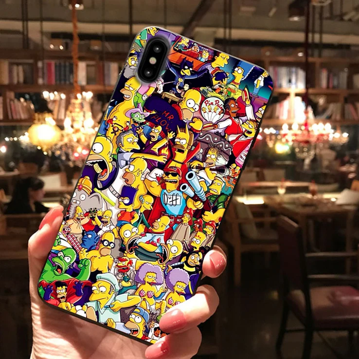 Черный силиконовый чехол Homer J.Simpson для iPhone X XR XS Max 11 11Pro 6s 7 8 Plus |