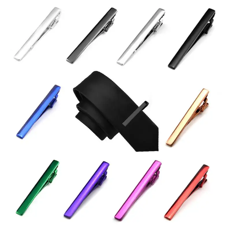 Tie Clip men jewelry luxury Classic gold lase Matte Tie Bar carving Simple Brushed Smooth crystal Clasp Tie Pin Gifts