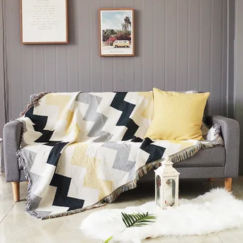 

Double Sided Knitted Multi-Function Throw Blanket Bedspead Tapestry With Decorative Tassels For Sofa Bed Chair Couch Cover
