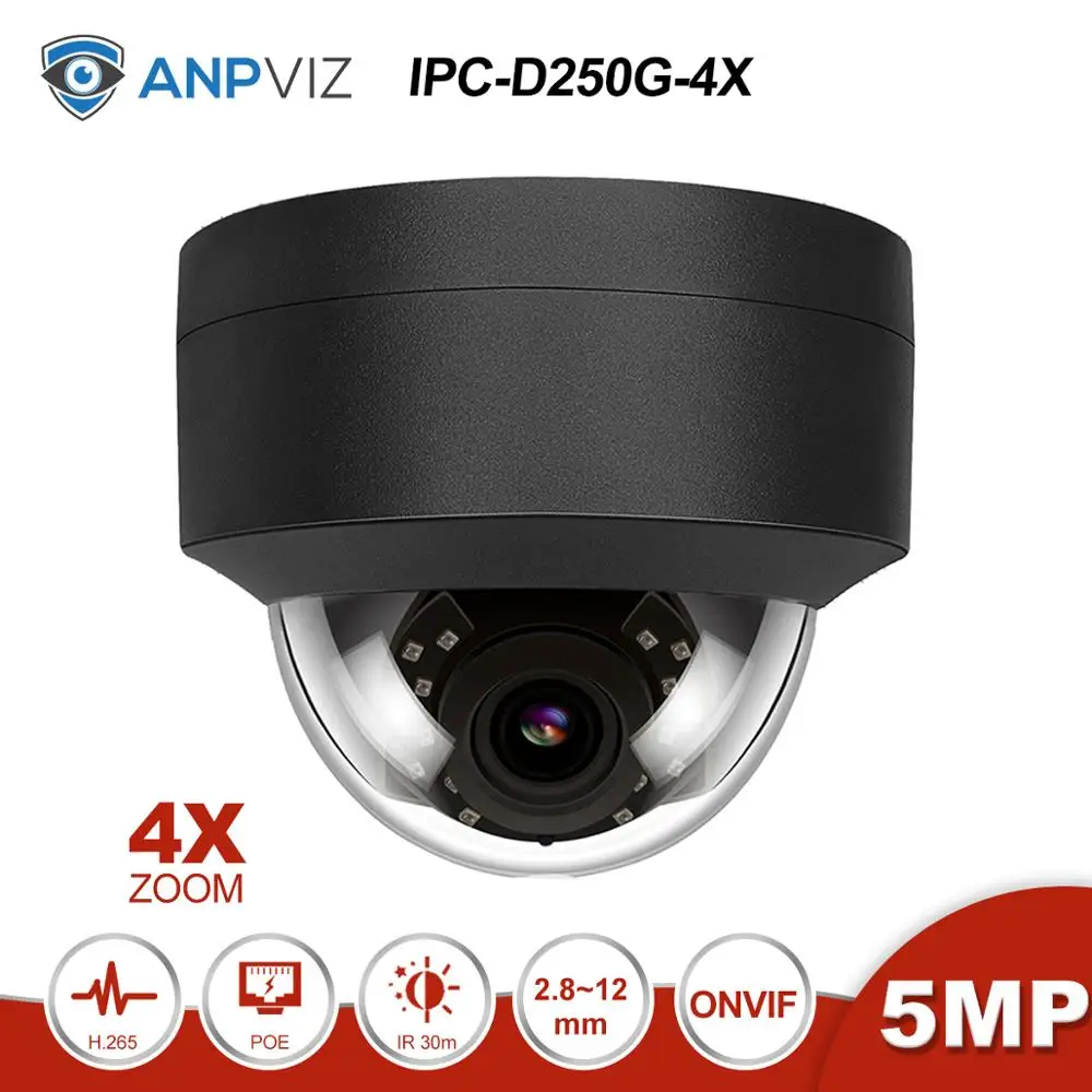 Anpviz(Hikvision совместимый) IPC-D250G-4X 5MP 4X зум POE ip-камера для дома/наружного видеонаблюдения ONVIF H.265