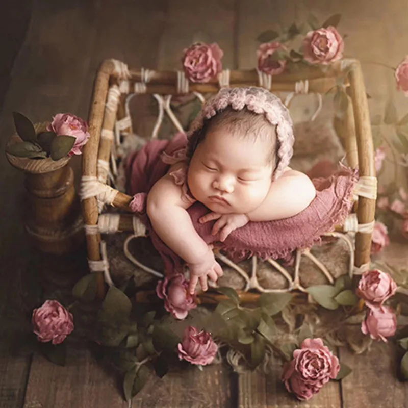 

Newborn Photography Props Weaving Baskets Baby Photo Bed Posing Props Infant Photo Shoot Accessories Full-moon Baby Cany Beds