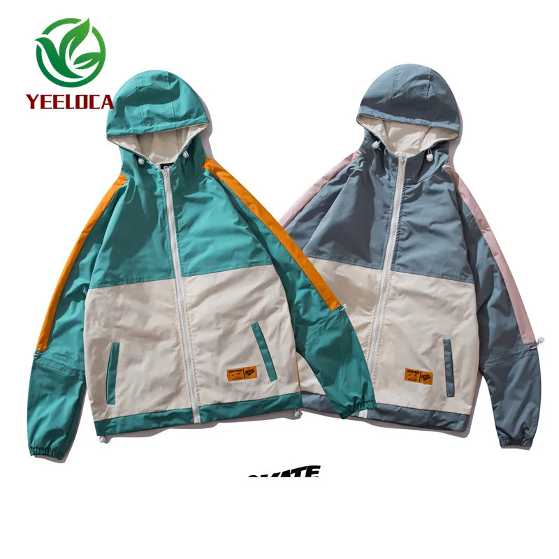 Дропшиппинг Colorblock Куртка с капюшоном мужская Осенняя Повседневная Толстовка в стиле хип-хоп куртка ветровка на молнии