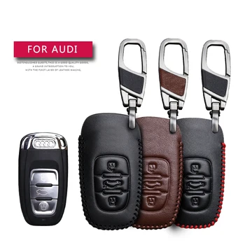 

Leather Car Key Cover Case for Audi TT A4L A1 A3 BP 8V 8L A4 B5 B6 B7 B8 B9 A5 A6 C5 C6 A7 A8 Quattro Q2 Q3 Q5 Q7 Key Ring Chain