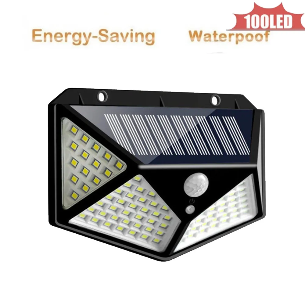

Solar LED Street Light For Home Garden Fence PIR Motion Sensor Detection Wall Lamps 100 leds Solar Light Waterproof 4 sided 270°