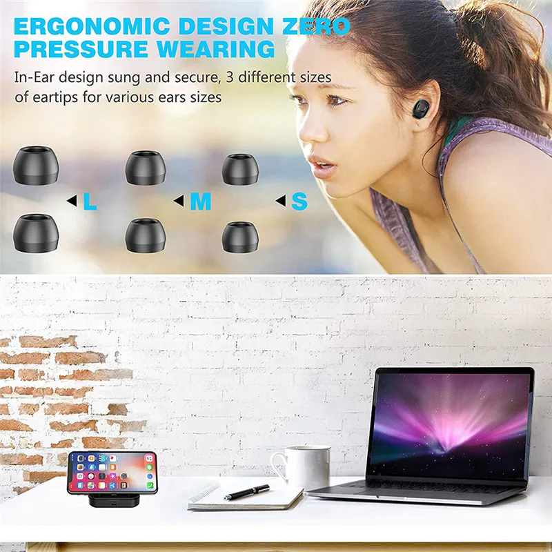 D2 Wireless Bluetooth Headset 5 0 Stereo Sport Earphones CVC Voice Noise Reduction Headphones with Microphone For IPhone Huawei