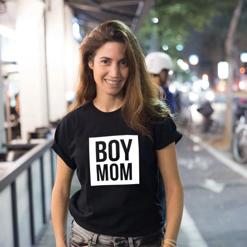 

Boy Mama T Shirts Funny Mom Life Women Tops Tee Mother's Day Female T Shirt Letter Print Tshirt Summer Short Sleeve Casual Shirt