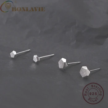 

BONLAVIE Polygon Geometry S925 Pure Silver Earrings Creative Water Rhomb Design Earrings for Men and Women