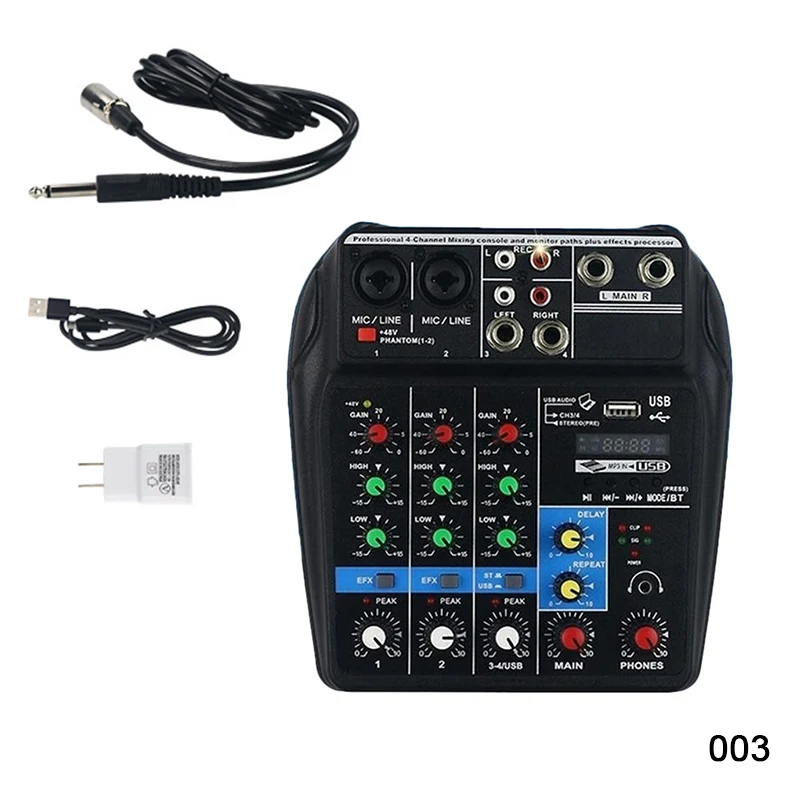 Микшерный пульт записи 48 В Phantom power Monitor AUX Paths Plus Effects 4 канала аудио микшер с USB для DJ Караоке MVI - Цвет: 003