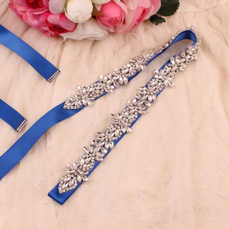 Rhinestone Wedding Belt Bridal Bridesmaid Dress Accessories Belts Crystal Embellished Bridal Belt Made of Satin Wedding
