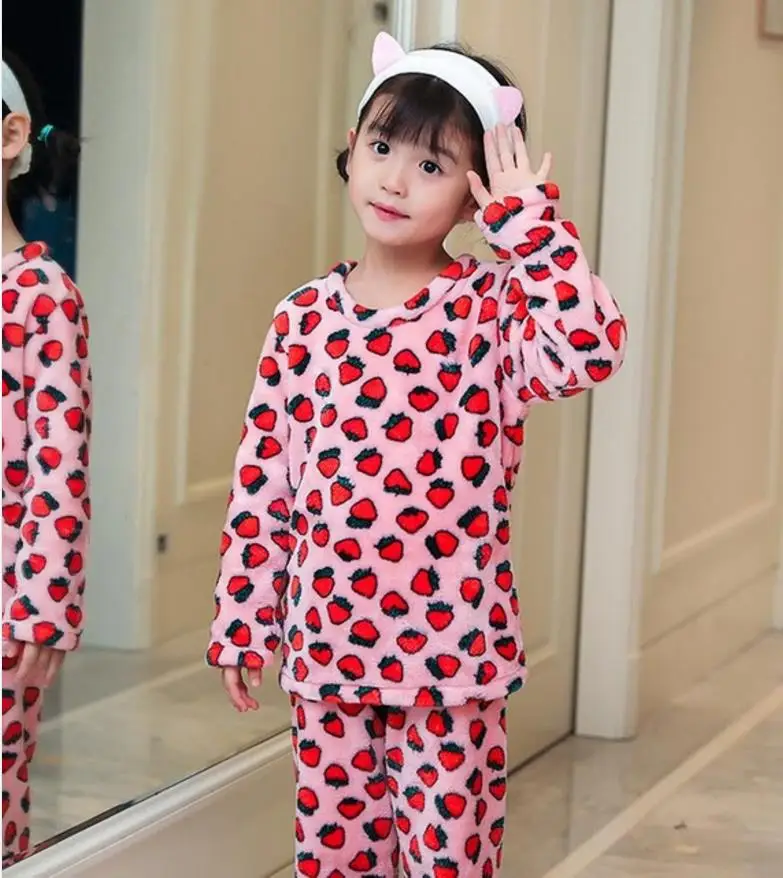 Детский комплект одежды Детская домашняя одежда фланелевые детские пижамы детская одежда для сна для мальчиков и девочек зимняя теплая пижама с длинными рукавами - Цвет: style 14