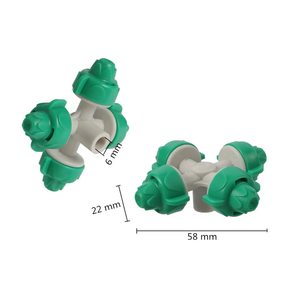 0.5mm Hole 4-Way Atomization Sprinkler Garden Irrigation Supplies Micro Spraying Gardening Watering Flower Mist Nozzle 10 pcs