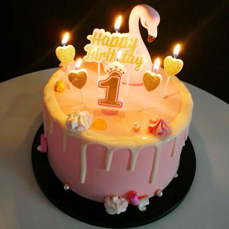 Creative Gold Pink/Blue Birthday Number Candles 0-9 for Kids Adult Girls Boys Birthday Party Candles Supplies Cake Decorations