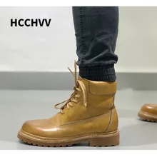 Goodyear/Винтажные ботинки ручной работы из натуральной кожи в байкерском стиле; Мужская обувь; высокие рабочие ботинки