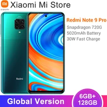 Global Version Xiaomi Redmi Note 9 Pro Smartphone 6GB RAM 128GB ROM  Snapdragon 720G 64MP Rear Quad Camera 6.67" NFC Cellphone