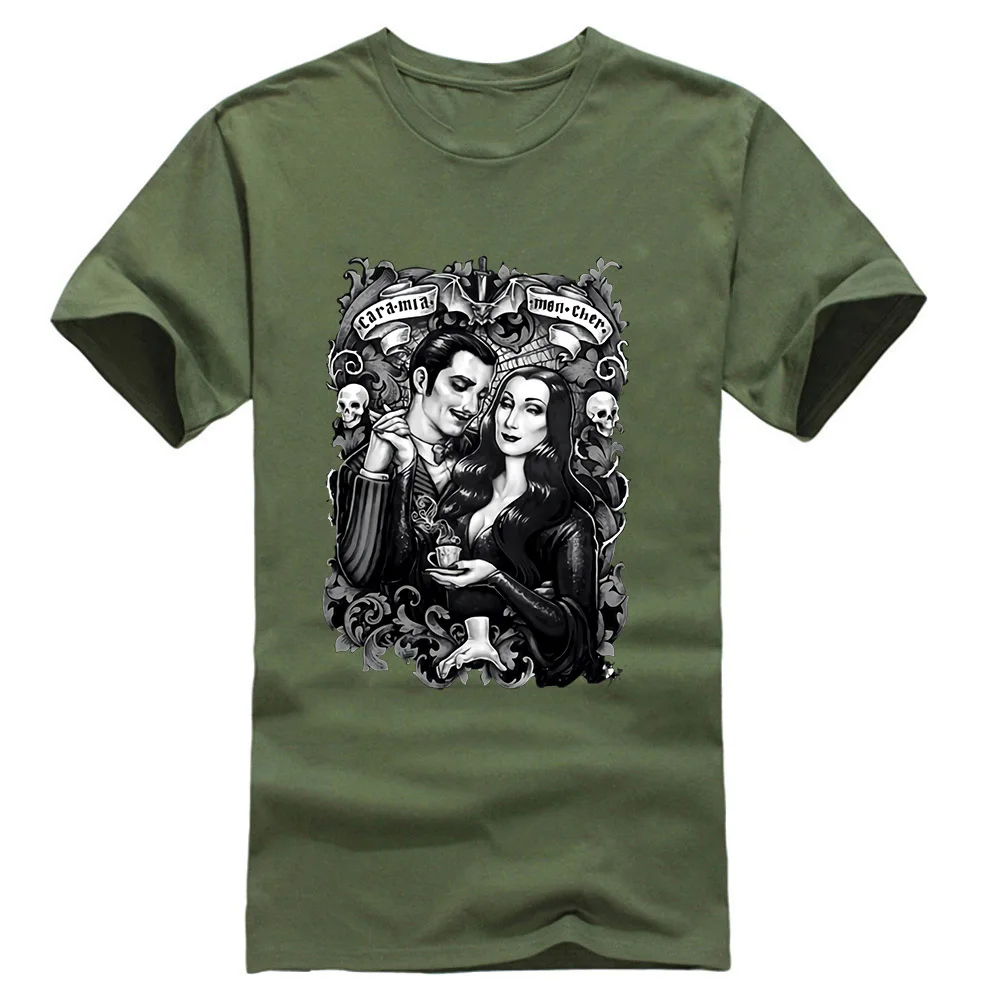 Черная футболка Cara My Mon Cher Morticia And Gomez The Addams family Horror футболка с фигурным рисунком