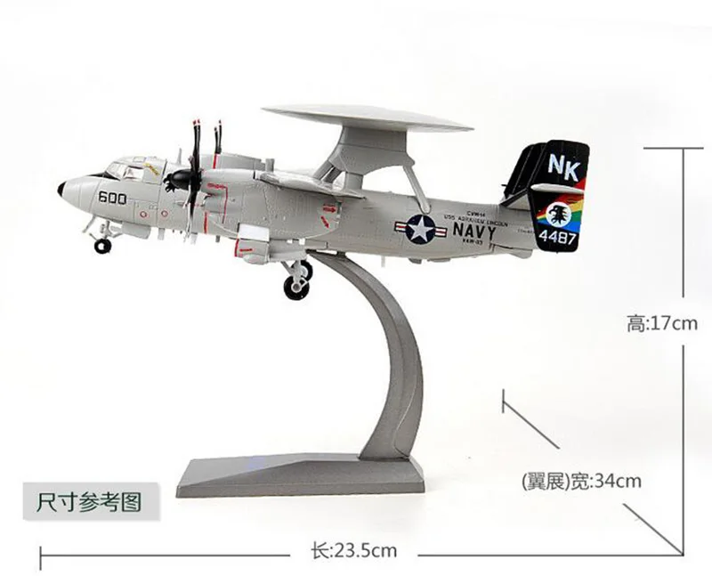 Американский 1/72 масштаб USAF E-2C Hawkeye Airborne ранПредупреждение самолет литой Сплав статическая игрушка в виде самолета военные коллекции