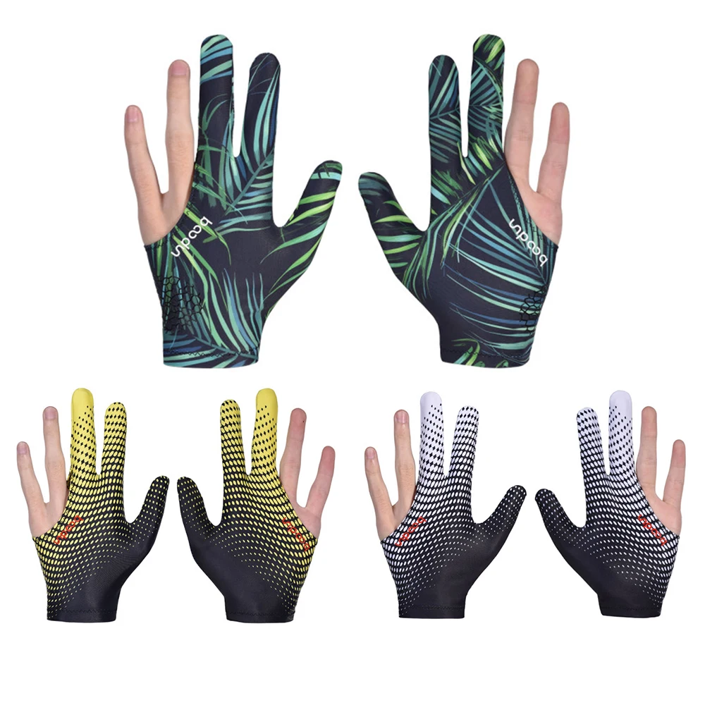 

1pc Cue Glove Type Practical Lycra Fabrics Embroidery Left Hand Open Three Finger Snooker Gloves Billiard Fitness Accessories