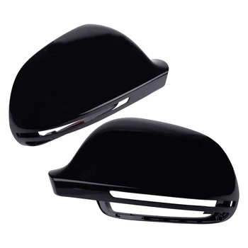 

8F0857528B 1Pair Side Wing Rearview Mirror Cover Cap Casing Shiny Black Fit for AUDI A3 A4 B8 A5 A6 A8 S8 Q3 Without Side Assist