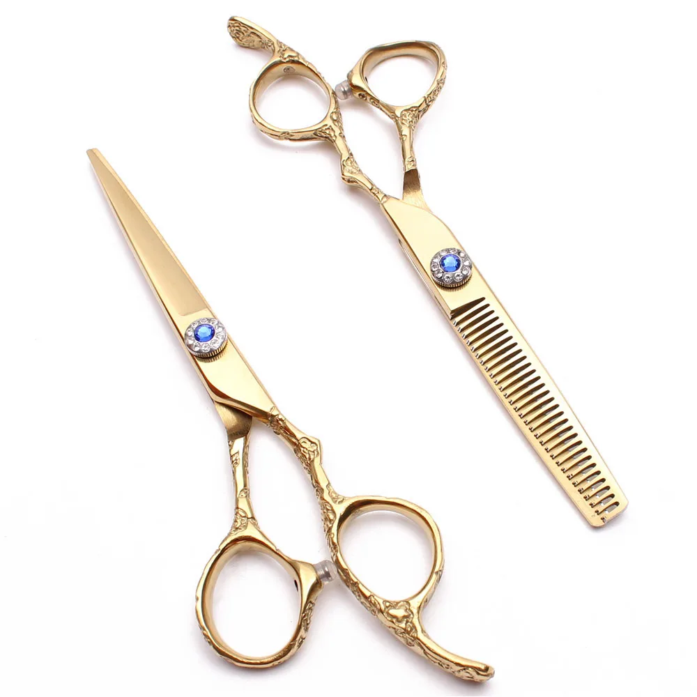 

Hairdressing Scissors C9002 5.5" JP 440C Engrave Logo Thinning Shears Hair Cutting Shears Plum Handle Professional Hair Scissors
