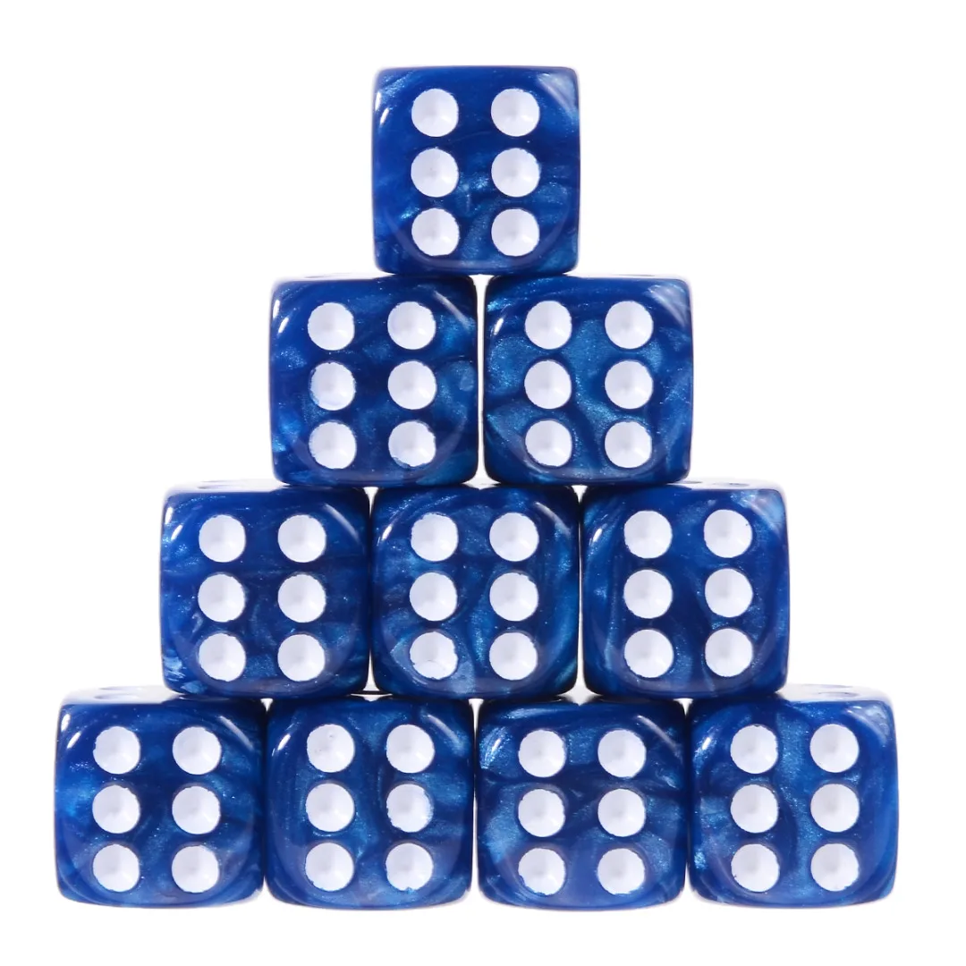 Hot 10pcs Round Corner Pearl Gem Dice 6 Sided 16mm Dice Playing Table Board Bar Games Party Funny Tools Entertainment Supplies