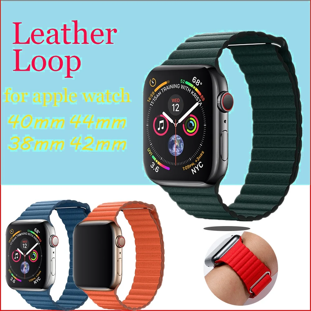 Кожаный ремешок петля для Apple watch 5 4 3 2 1 44 мм 40 42 38 браслет из натуральной кожи с