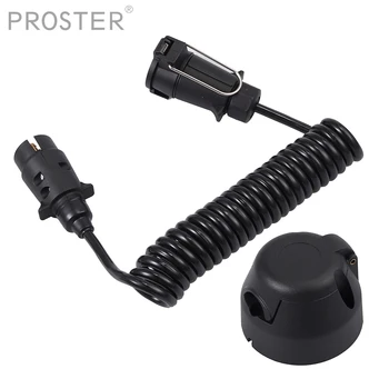 

Proster For 7 Pin Trailer Plug Wiring Spring Cable Connector Adapter for Trailer Caravan with gauge socket