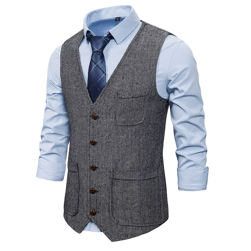 Chaleco de traje informal para hombre, Chaleco Ajustado para boda, Formal, a la moda, con botonadura única