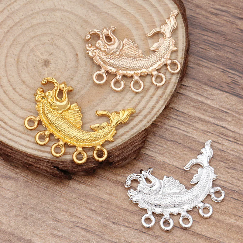 

50 PCS 20*28mm Metal Alloy Gold/Silver Color Multihole Fish Pendant Connectors Charm DIY Accessories For Jewelry Making