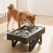 

NEW TY Dogs Double Non-Slip Bowl Adjustable Heights Pet Cat Food Feeding Dish Bowls Small Medium Big Dogs Water Feeder