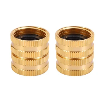 

2pcs Irrigation Tool Outdoor Pure Brass Garden Hose Connector With Dual Swivel Leakproof Adapter Patio Durable 3/4inch Thread