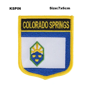 

Colorado Springs Shield Shape Flag patches embroidered flag patches national flag patches for Cothing DIY Decoration