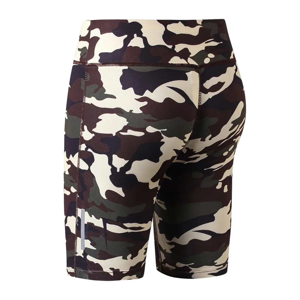 brown camo Женские спортивные фитнес шорты для бега короткие брюки быстросохнущие обтягивающие брюки QL распродажа - Цвет: brown camo