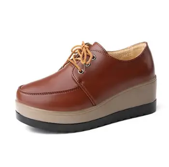 

women's shoes leather thick bottom Lace-up comfortable flats women's tide casual shoes 010